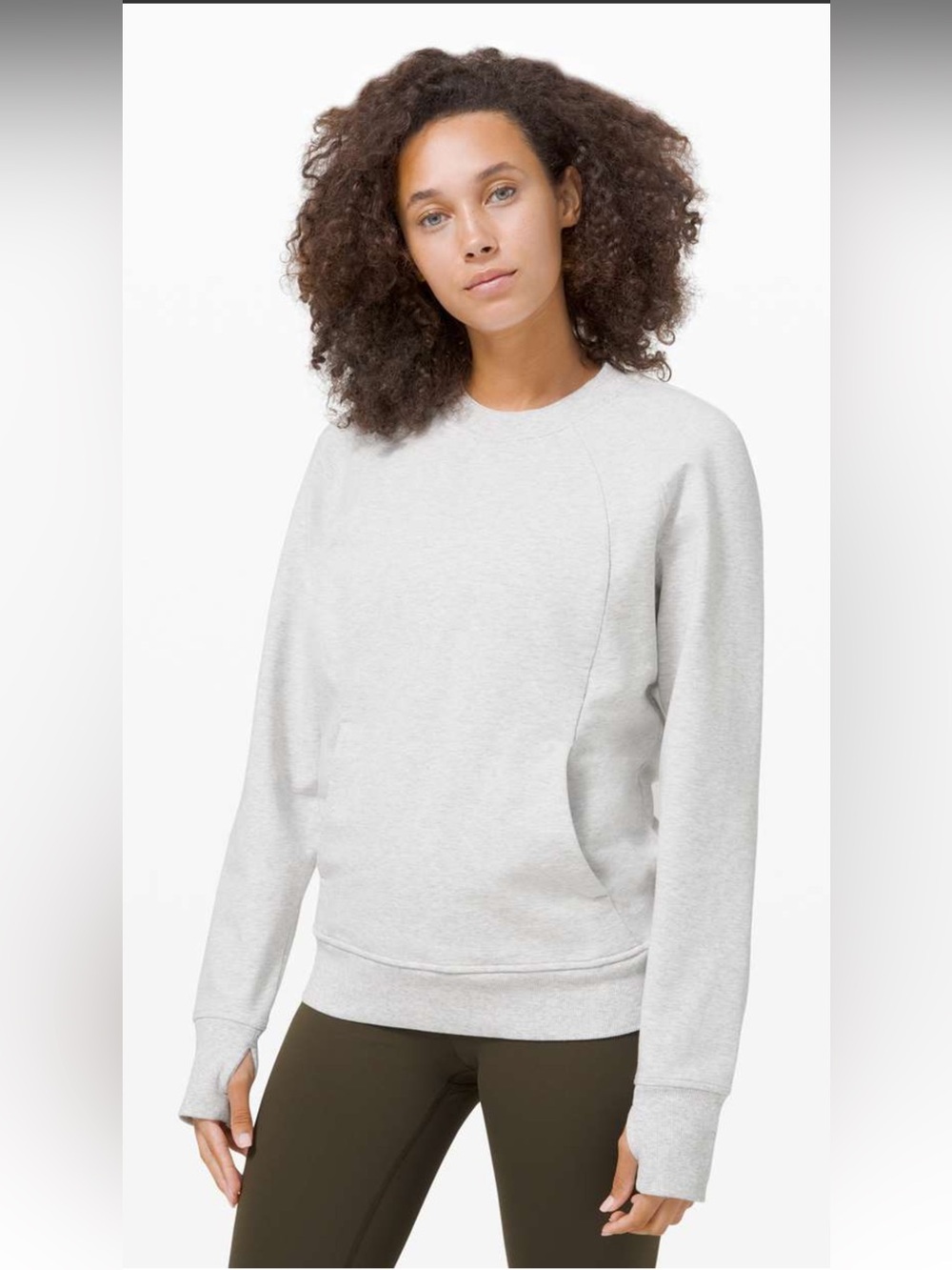 Lululemon Scuba Crew Heathered Core Ultra Light Grey Size 6